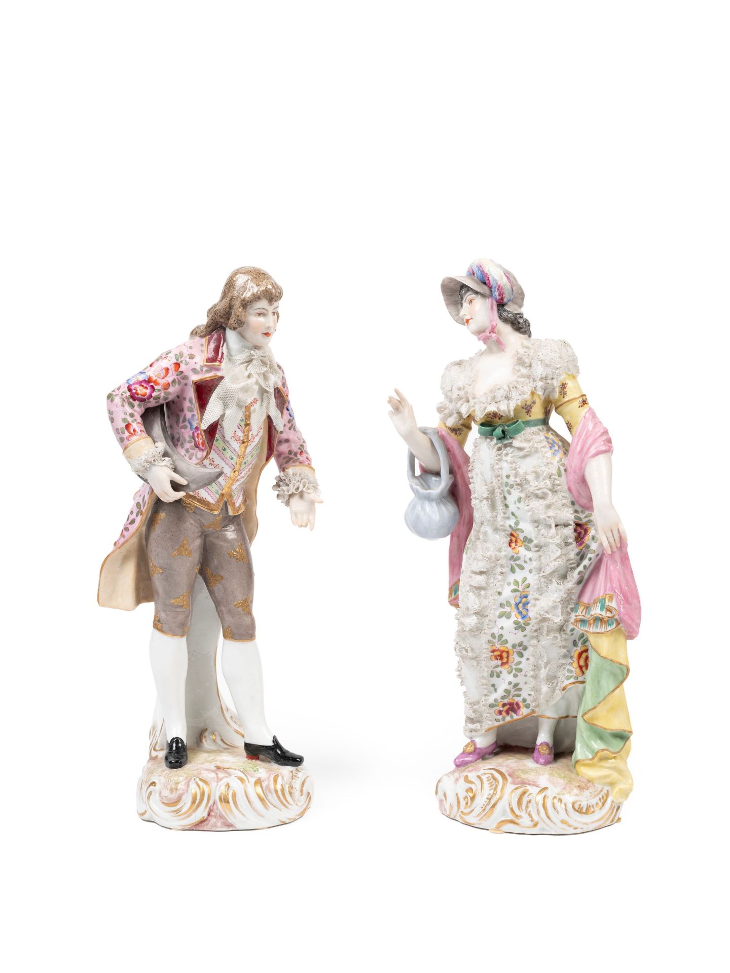 POLYCHROME PORCELAIN GALLANT COUPLE, Paris, late 19th century