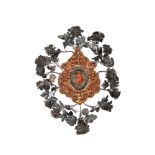 â˜¼A RELIQUARY IN CORAL, GILT COPPER, AND SILVER, Trapani, XVIII century