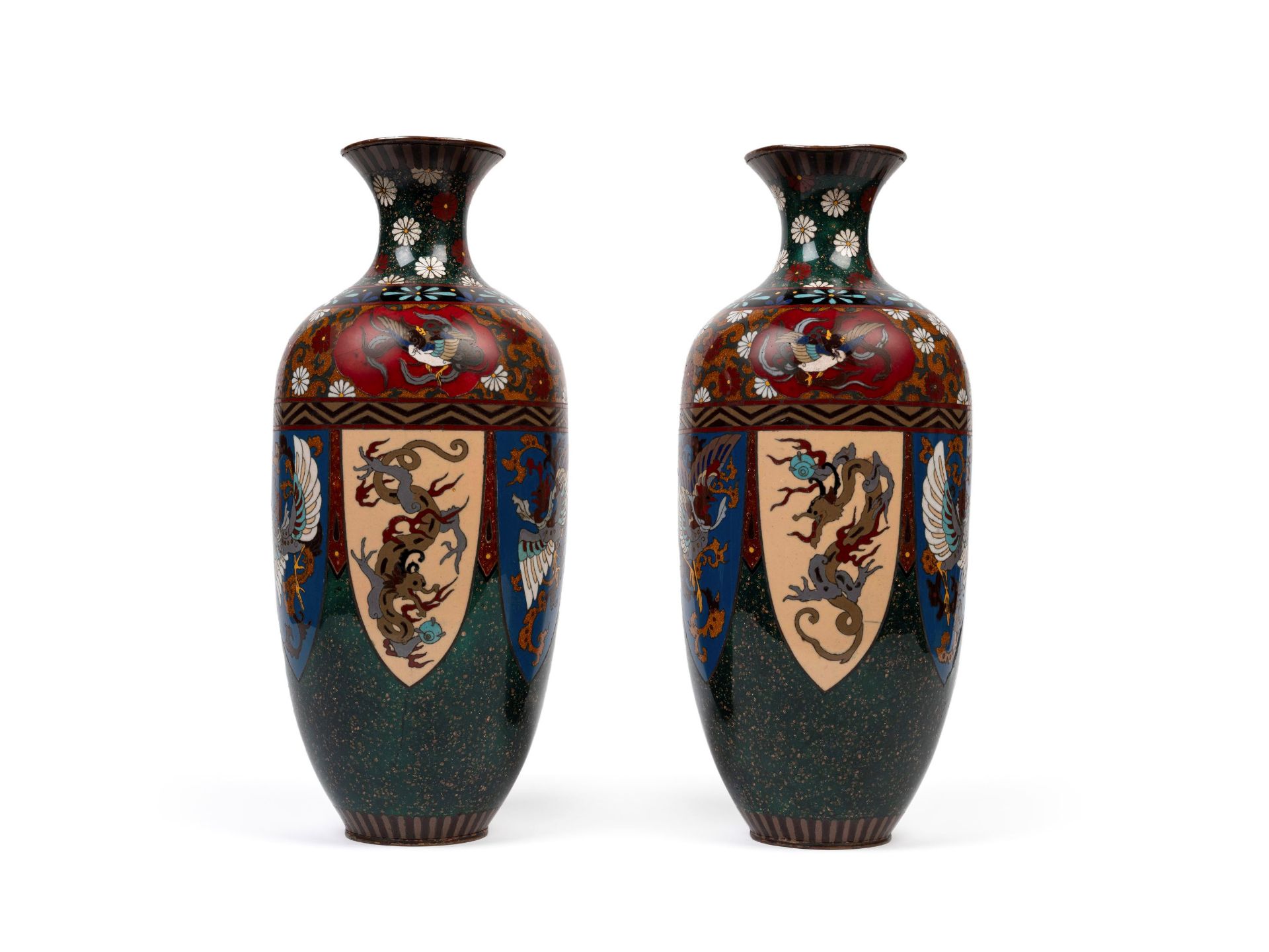 PAIR OF CLOISONNÃ‰ VASES, Japan, Meiji period (1868-1912)