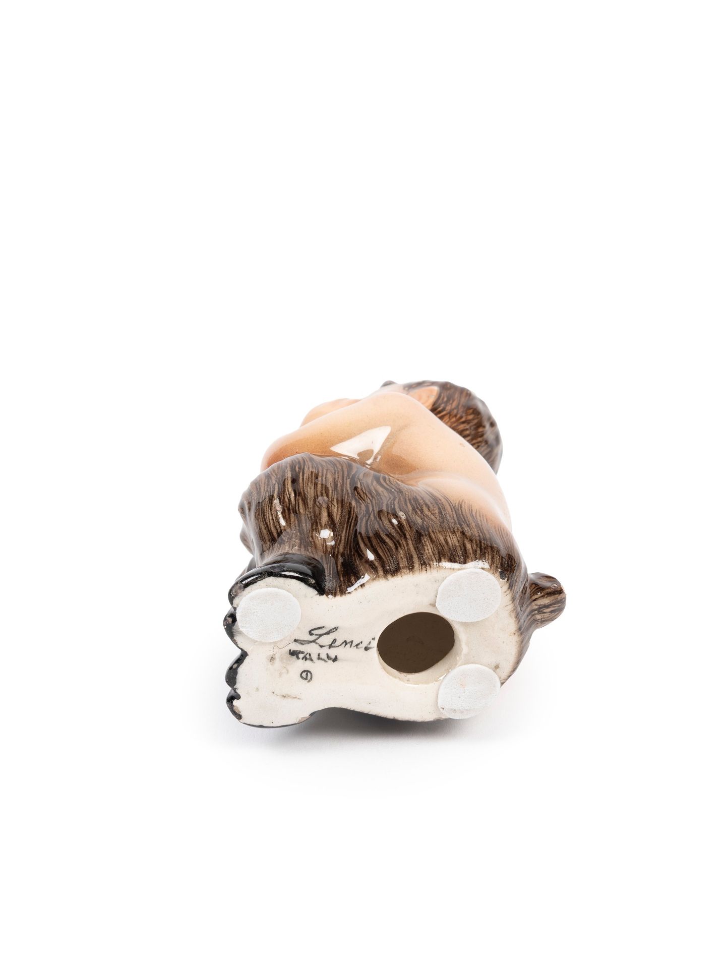 POLYCHROME EARTHENWARE SCULPTURE DEPICTING THINKING FAUN, Turin, 20th century - Bild 3 aus 3