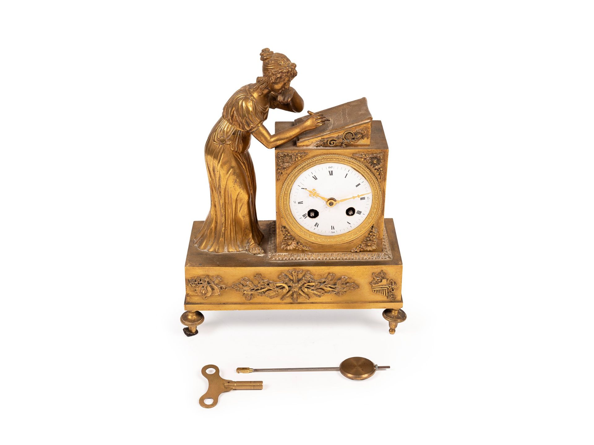 GILT BRONZE MANTEL CLOCK, 19th century - Bild 4 aus 4