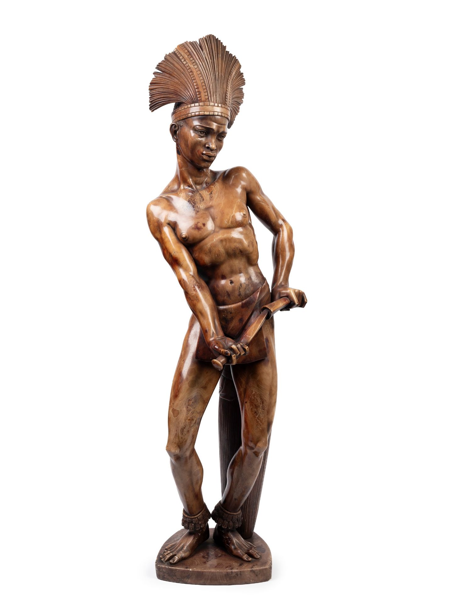 ALABASTER SCULPTURE DEPICTING A MOORISH WARRIOR, 19th century