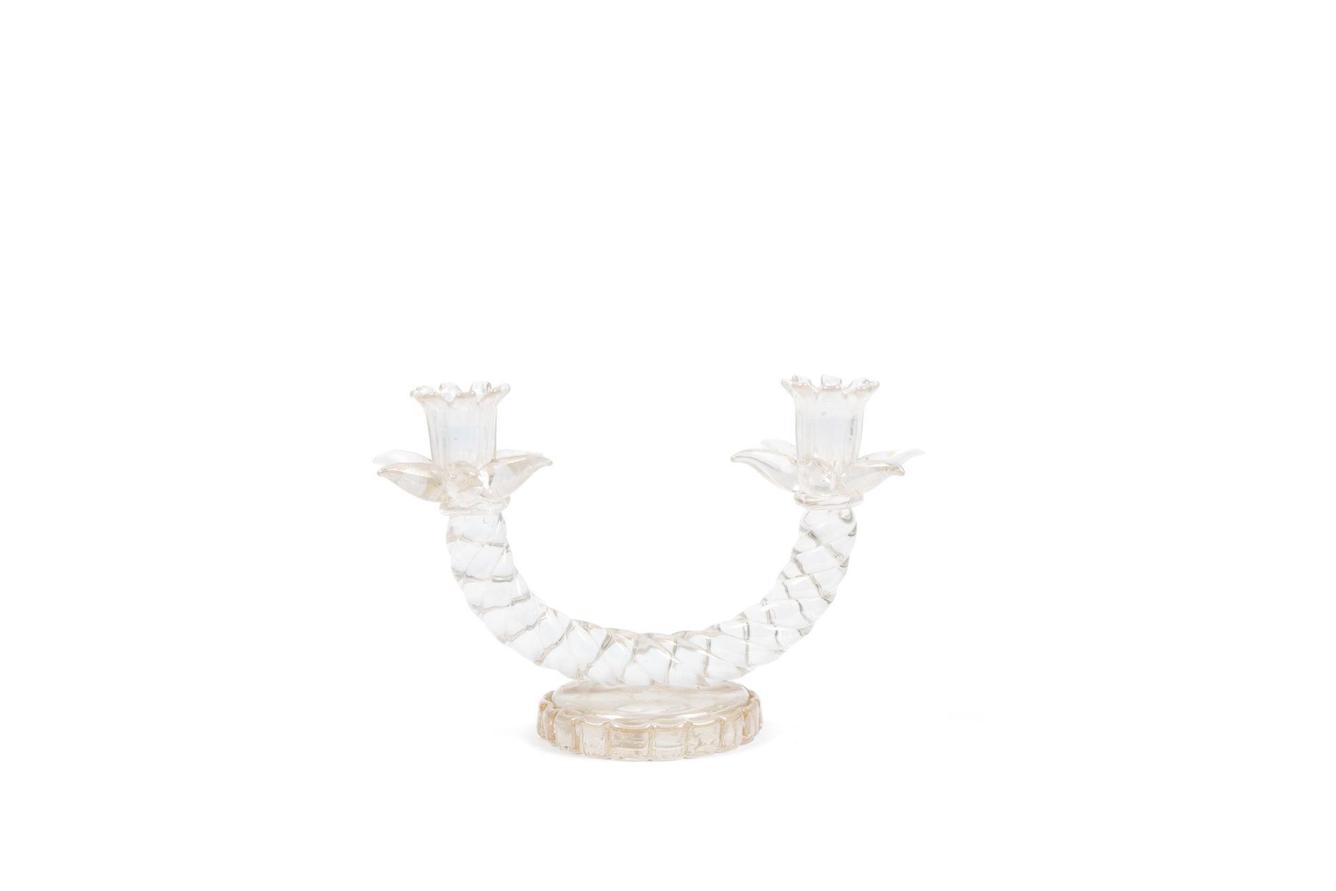 TWISTED GLASS CANDLESTICK, 1930 ca.