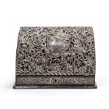LEATHER LETTER HOLDER WITH EMBOSSED SILVER FRONT, London, early 20th century