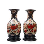 A PAIR OF LARGE LACQUERED TERRACOTTA VASES PAINTED IN CHINOISERIE, Piedmont, 18th century