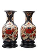 A PAIR OF LARGE LACQUERED TERRACOTTA VASES PAINTED IN CHINOISERIE, Piedmont, 18th century