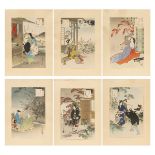 SIX UKUYO-E WOODBLOCK, Japan, Meiji period (1868-1912)