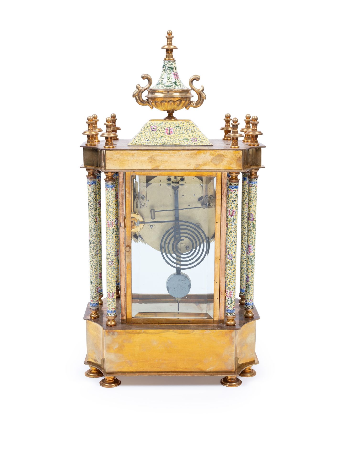 GILT-BRONZE AND ENAMEL CLOCK, France, 19th / 20th century - Bild 4 aus 6