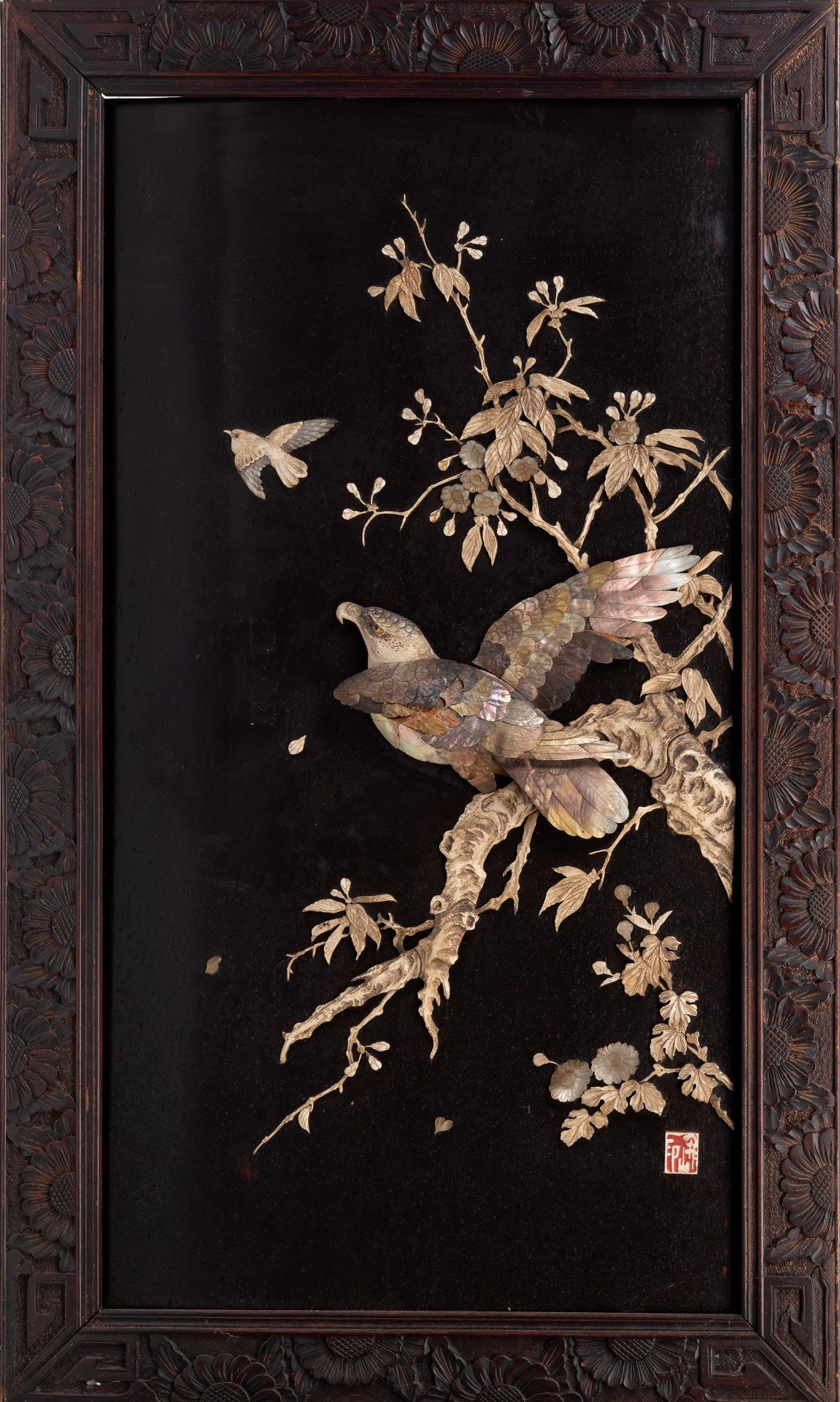 LACQUER PANEL DEPICTING AN EAGLE, Japan, Meiji period (1868-1912)