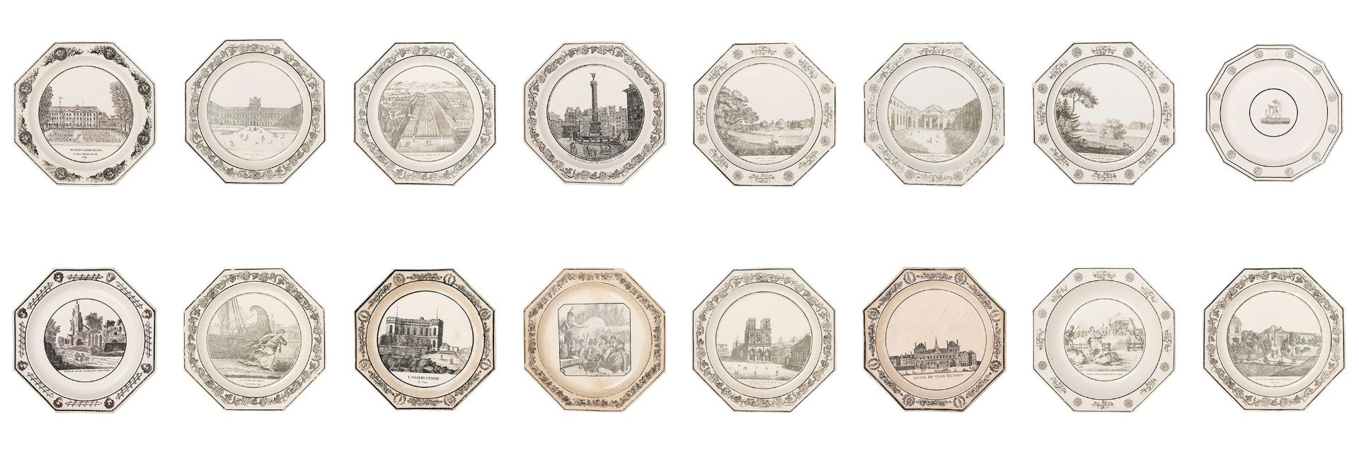 SIXTEEN CREIL THÃ‰ODORE PLATES, France, early 20th century