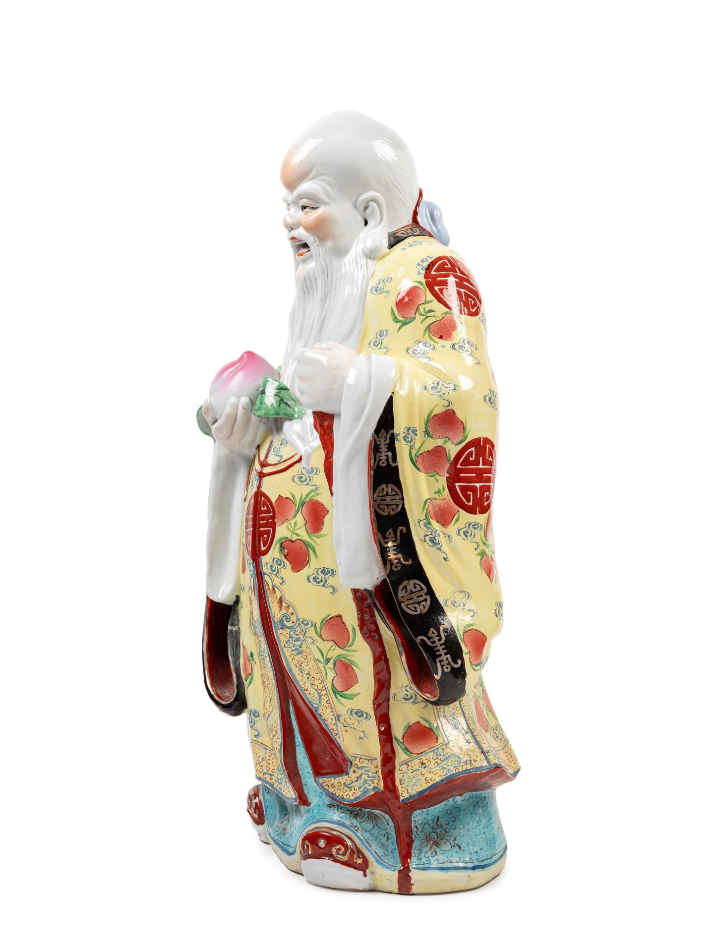 PORCELAIN SCULPTURE DEPICTING A SAGE HOLDING A PEACH, China, 20th century - Bild 2 aus 4