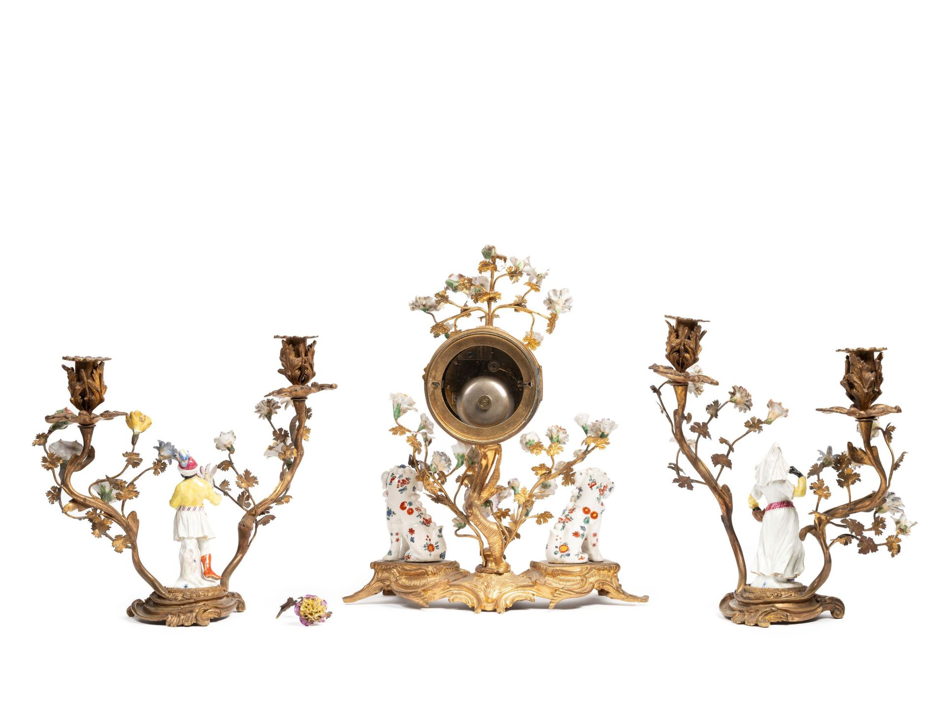TRIPTYCH IN POLYCHROME PORCELAIN AND GILT BRONZE, 19th century - Bild 2 aus 3