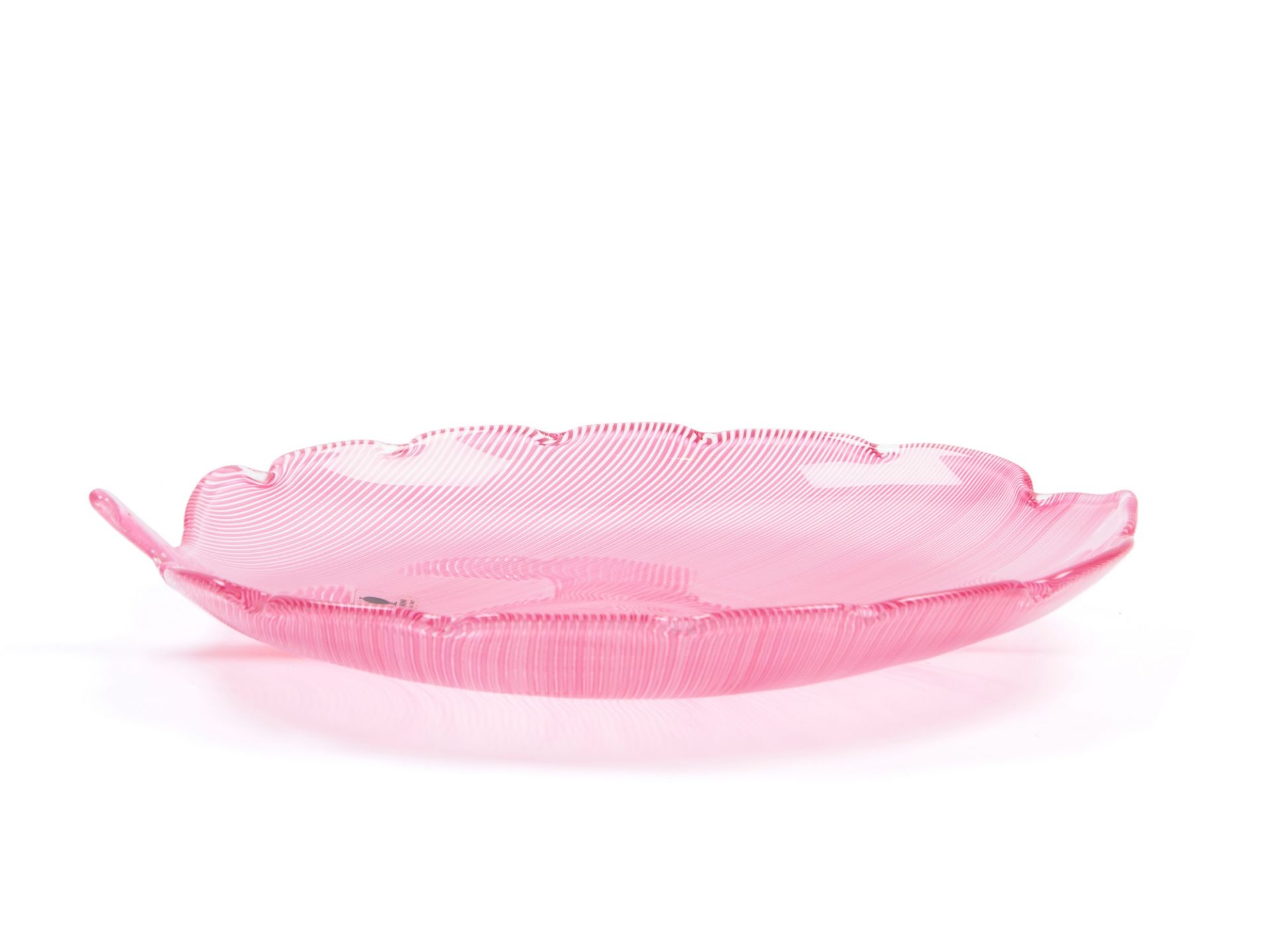 HALF-FILIGREE GLASS LEAF IN SHADES OF PINK, 20th century