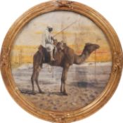 ROUND ORIENTALIST PAINTING DEPICTING BEDOUINS, 19th century