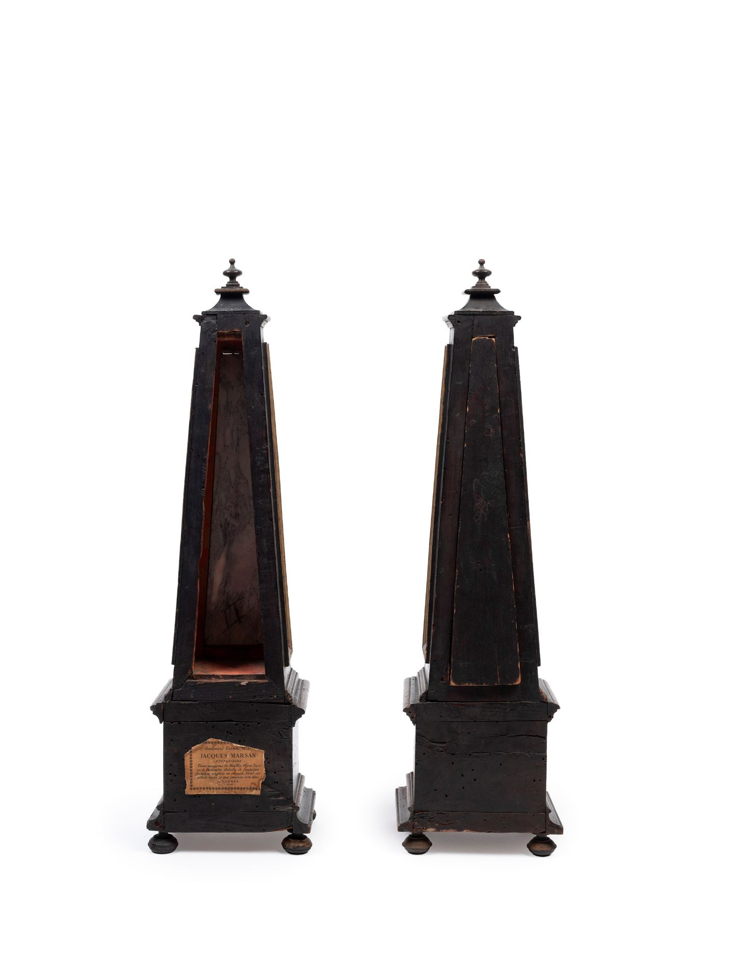 PAIR OF WOODEN AND MARBLE OBELISKS, 19th century - Bild 2 aus 3