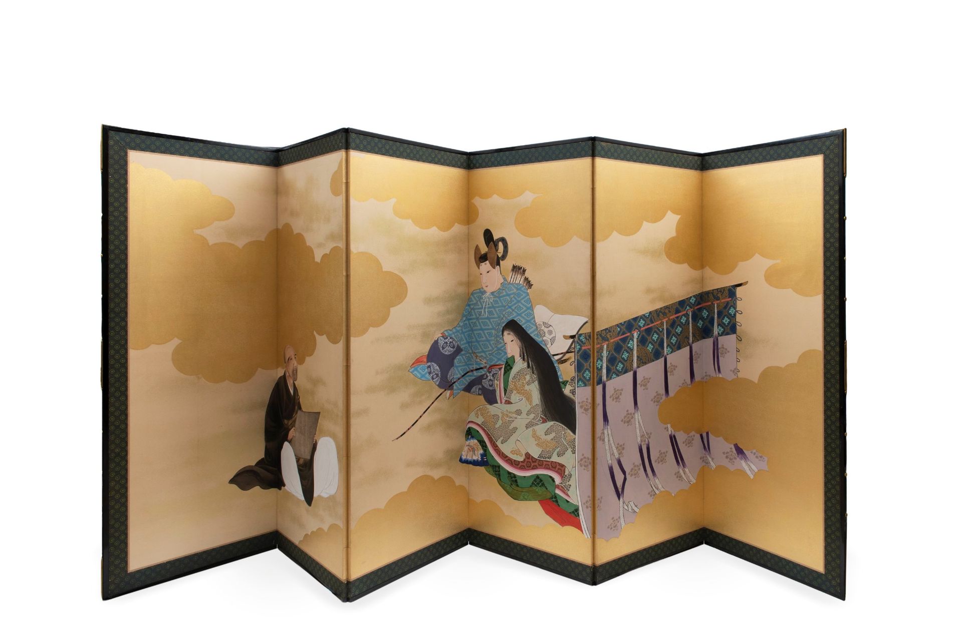 A PAINTED SIX-PANEL PAPER SCREEN, Japan, Meiji period (1868-1912)