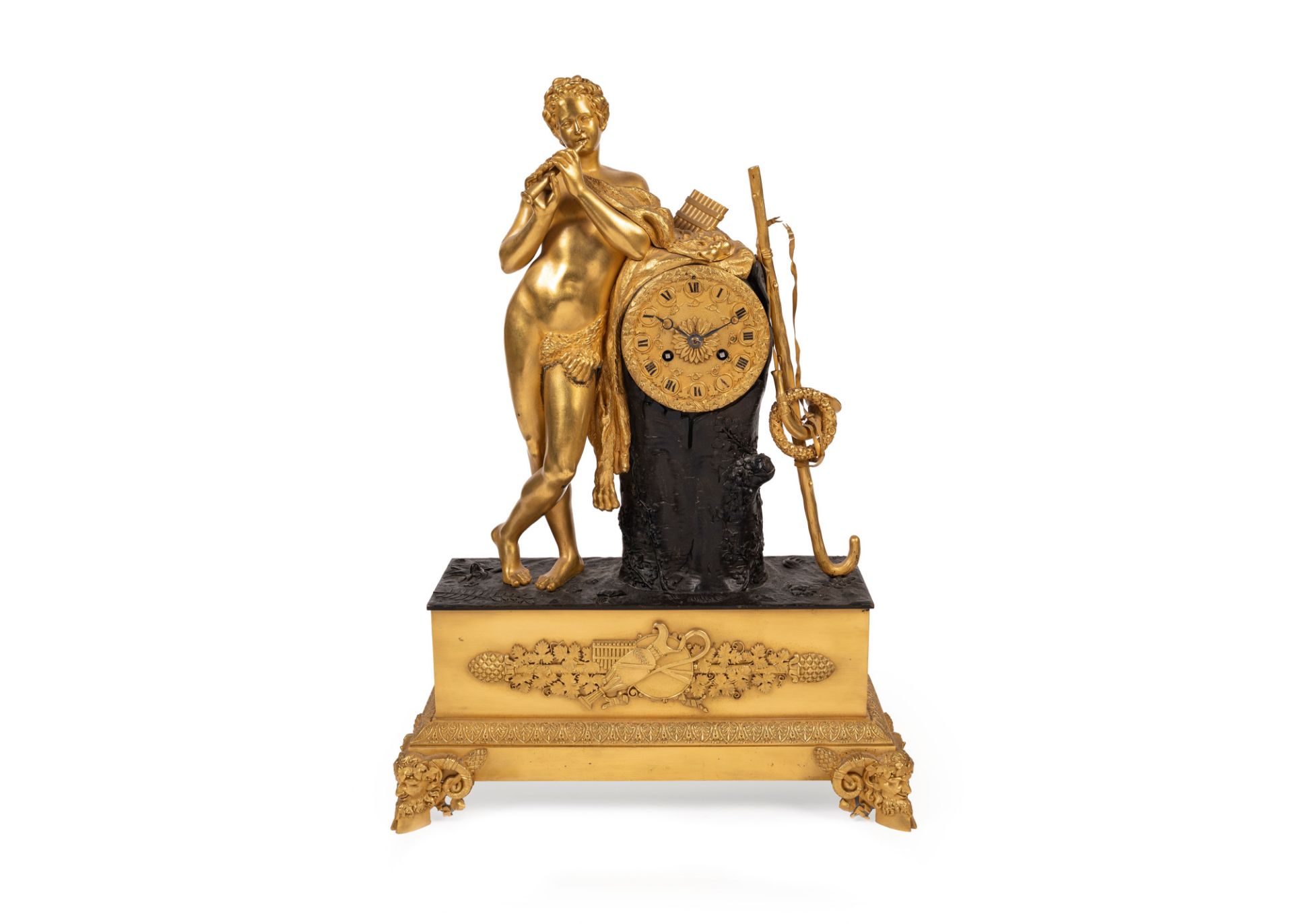 GILT BRONZE CLOCK DEPICTING A FAUN, Early 19th century