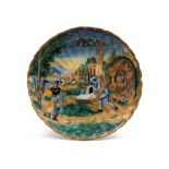 Polychrome maiolica tazza with lobed rim, Casteldurante, 16th /17th century