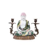 A ORMOLU MOUNTED PORCELAIN BUDDHA, Samson Manufacture, 19th century