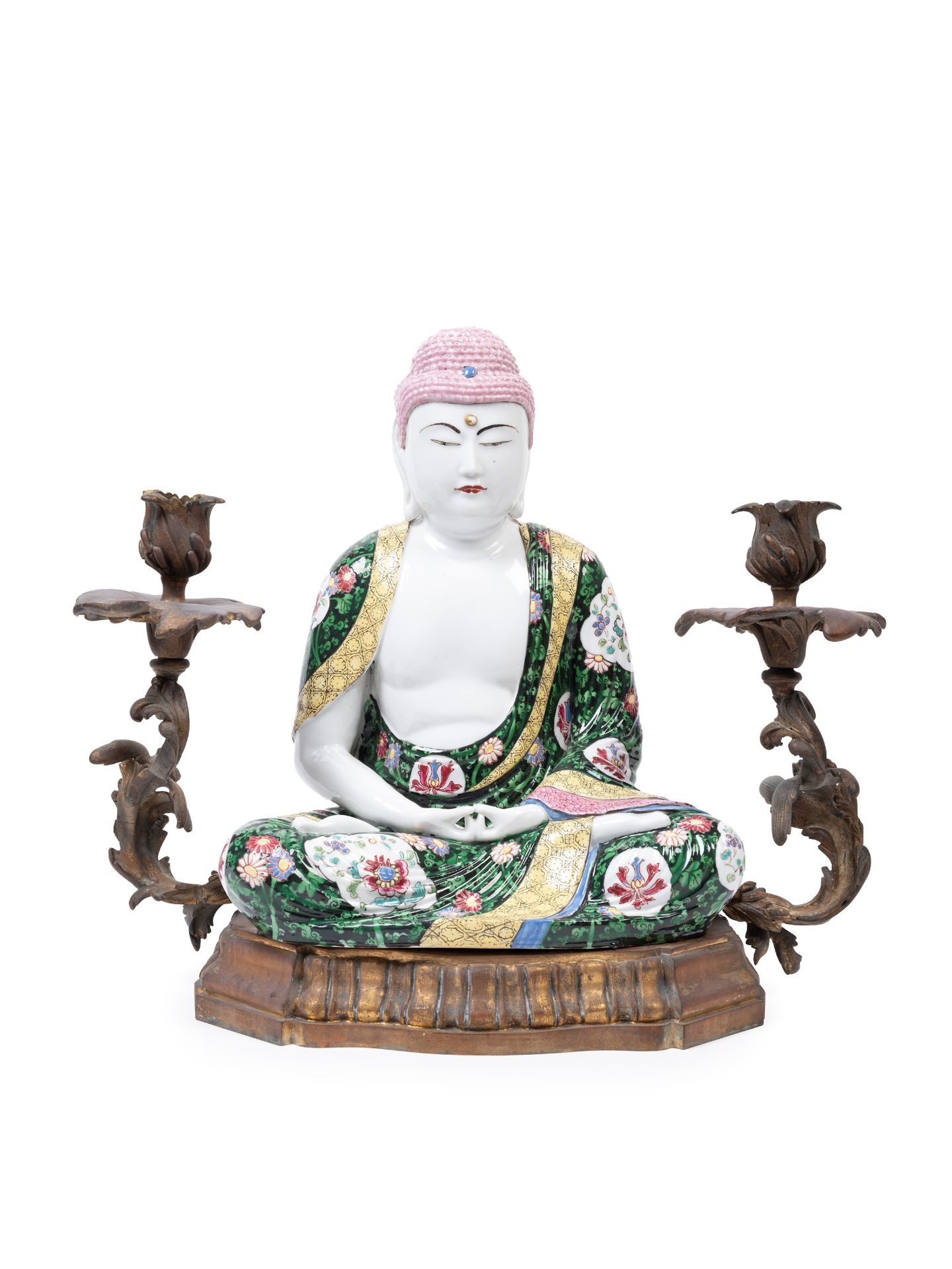 A ORMOLU MOUNTED PORCELAIN BUDDHA, Samson Manufacture, 19th century