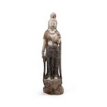 POLYCHROME LACQUERED WOOD SCULPTURE DEPICTING GUANYIN, China, late 19th century / early 20th century