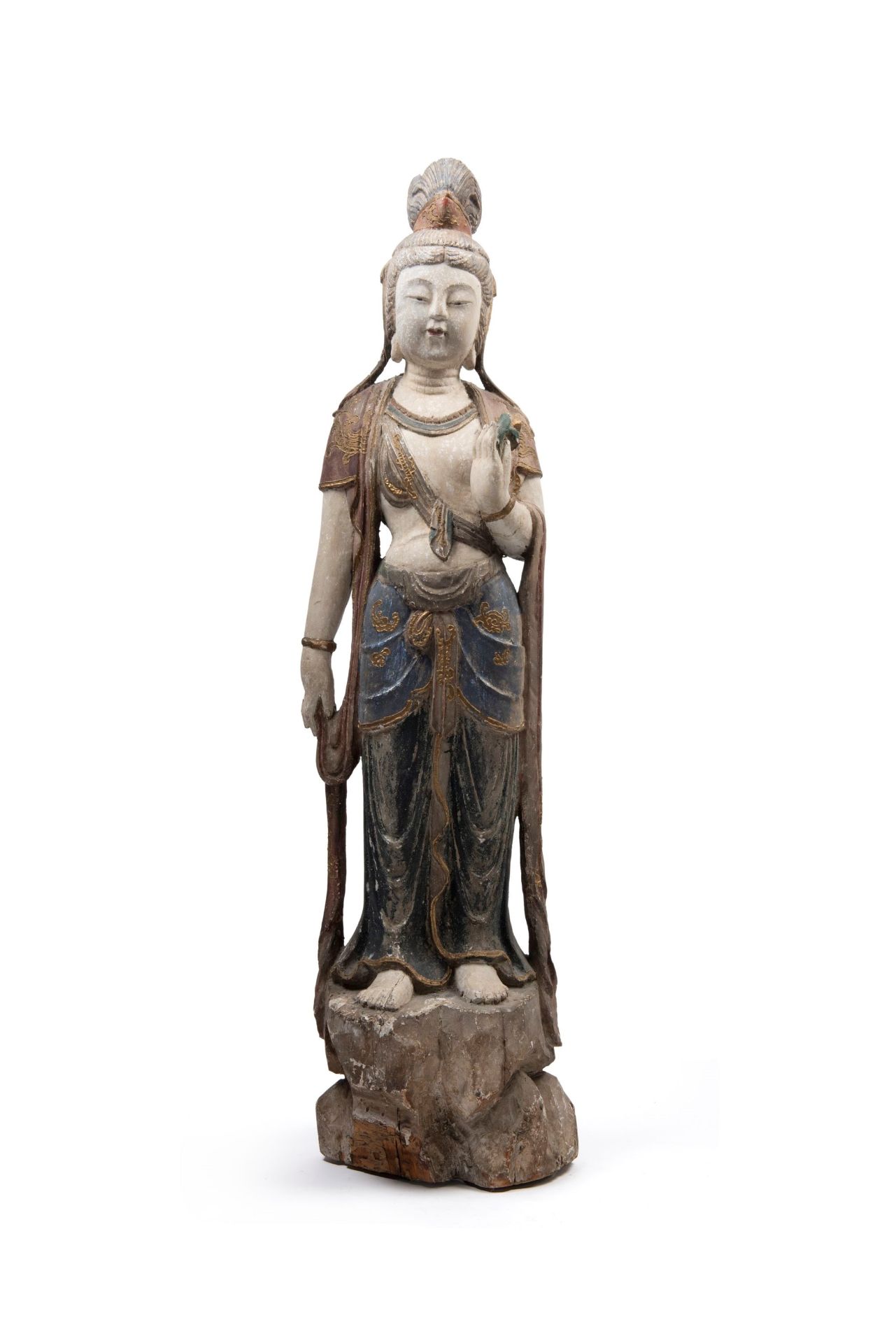 POLYCHROME LACQUERED WOOD SCULPTURE DEPICTING GUANYIN, China, late 19th century / early 20th century