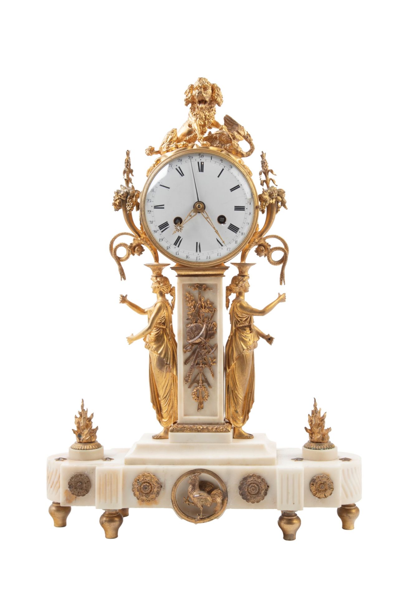 LOUIS XVI GILT-BRONZE AND MARBLE MANTEL CLOCK, France, late 18th / early 19th century
