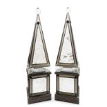 PAIR OF METAL AND GLASS OBELISKS IN ART DÃ‰CO STYLE, 20th century