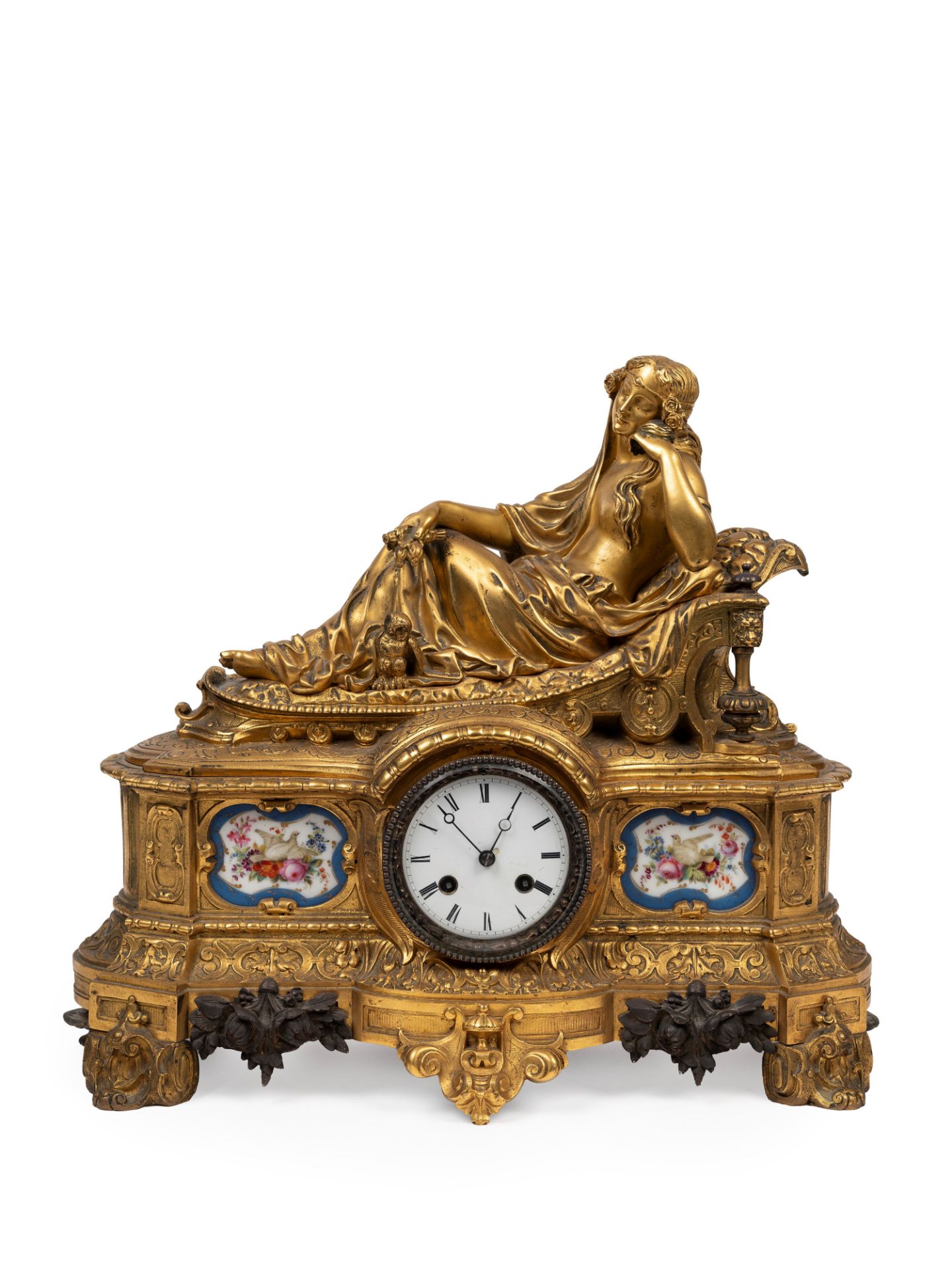 A GILT BRONZE CLOCK, France, 19th century