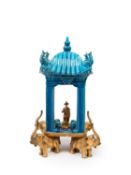 A ORMOLU MOUNTED TURQUOISE PORCELAIN TEMPLE, China, 18th century