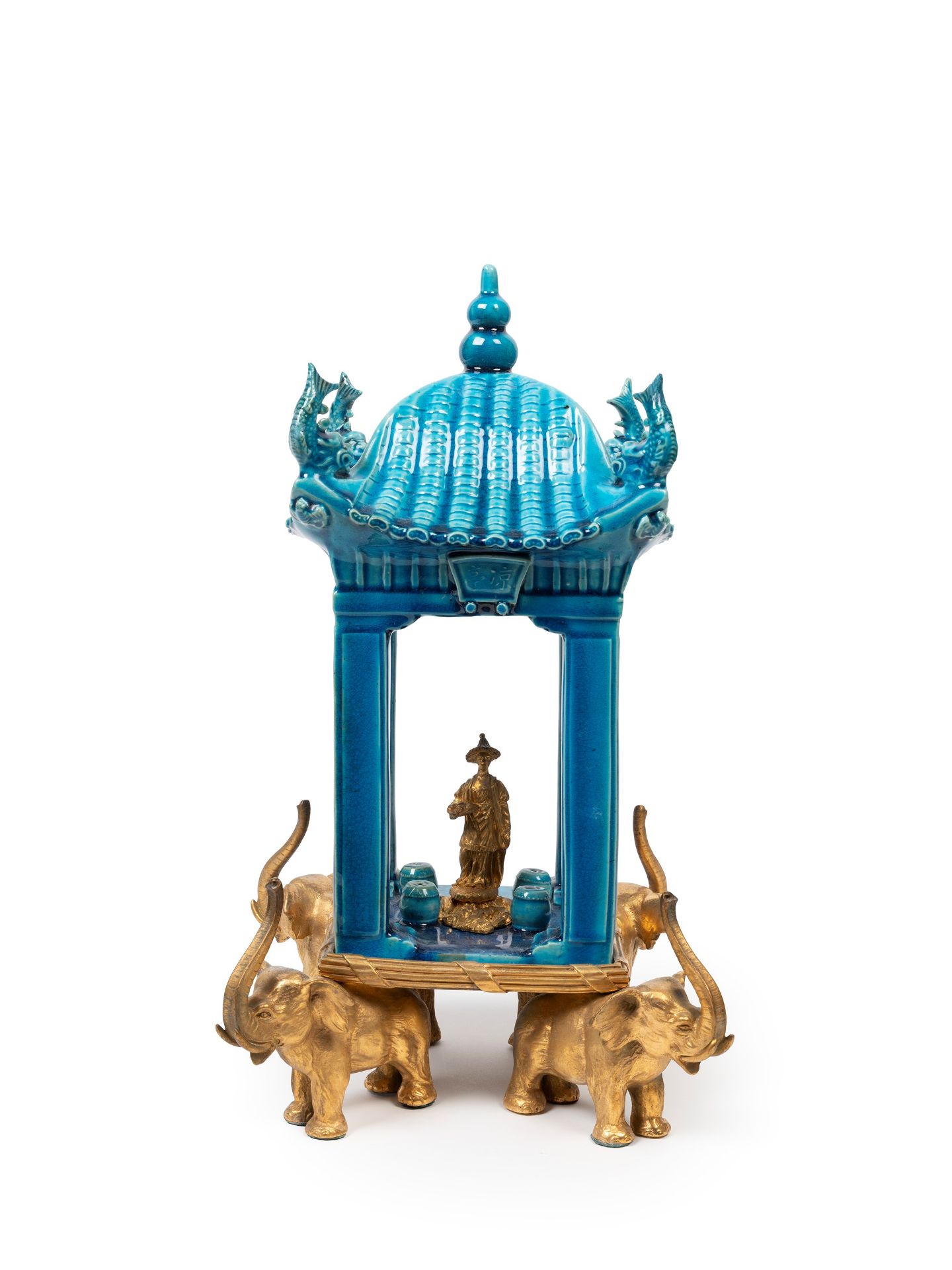 A ORMOLU MOUNTED TURQUOISE PORCELAIN TEMPLE, China, 18th century