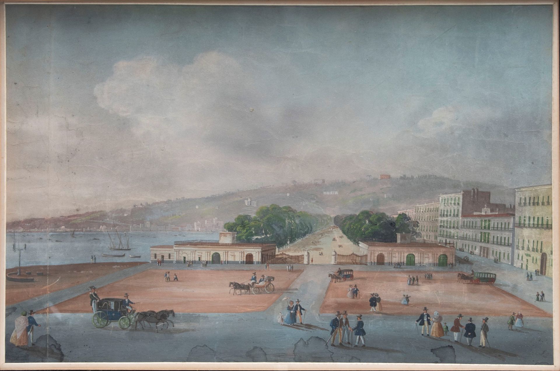 GOUACHE VIEW OF THE VILLA COMUNALE IN NAPLES, Naples, late 19th century - Bild 2 aus 3