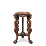 TRIPOD BASE IN CARVED WOOD, Early 20th century