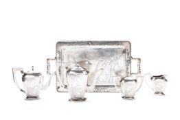 TEA AND COFFEE SERVICE WITH TRAY, China, early 20th century