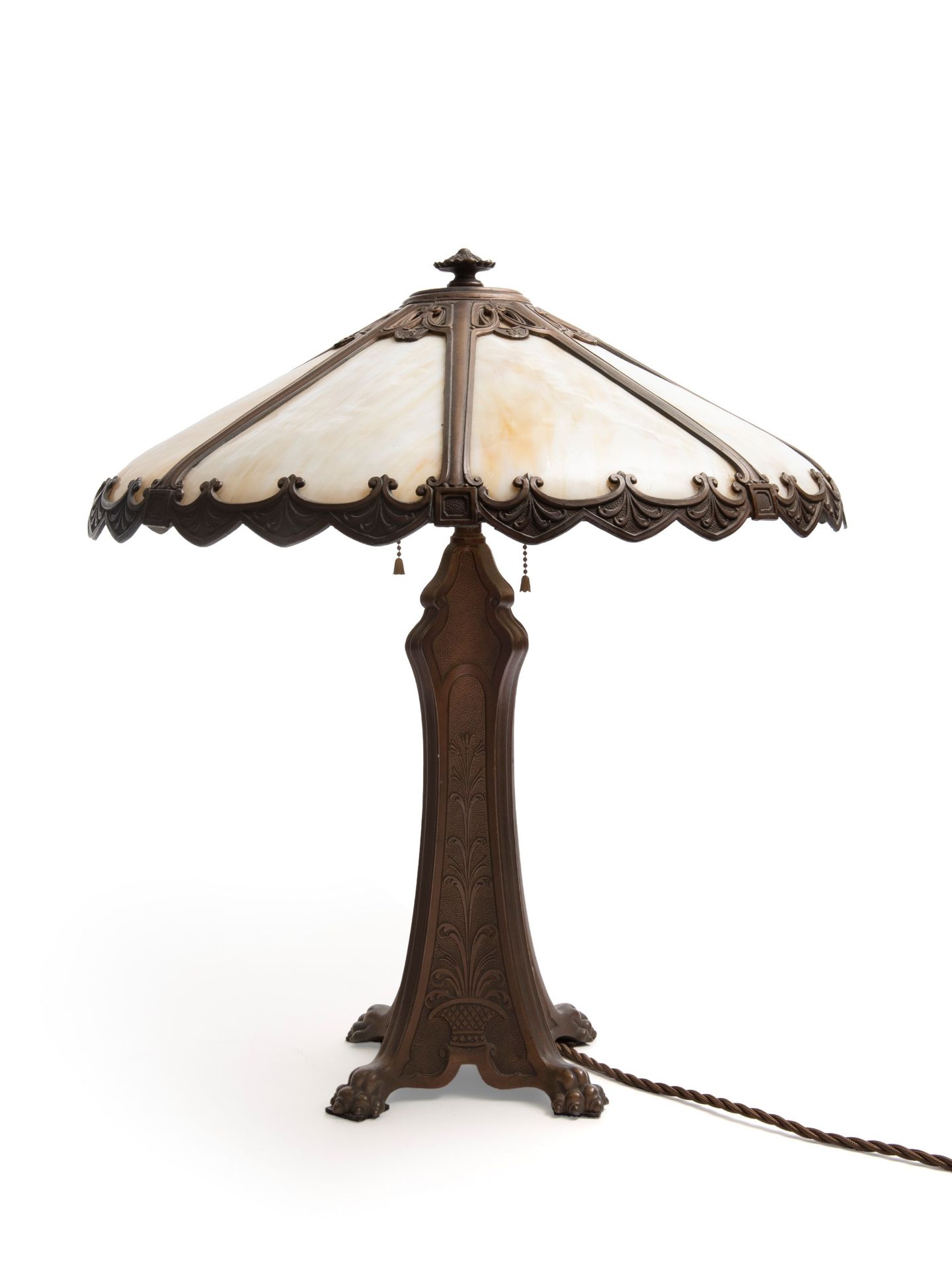 AN AMERICAN SLAG GLASS TABLE LAMP, 20th century