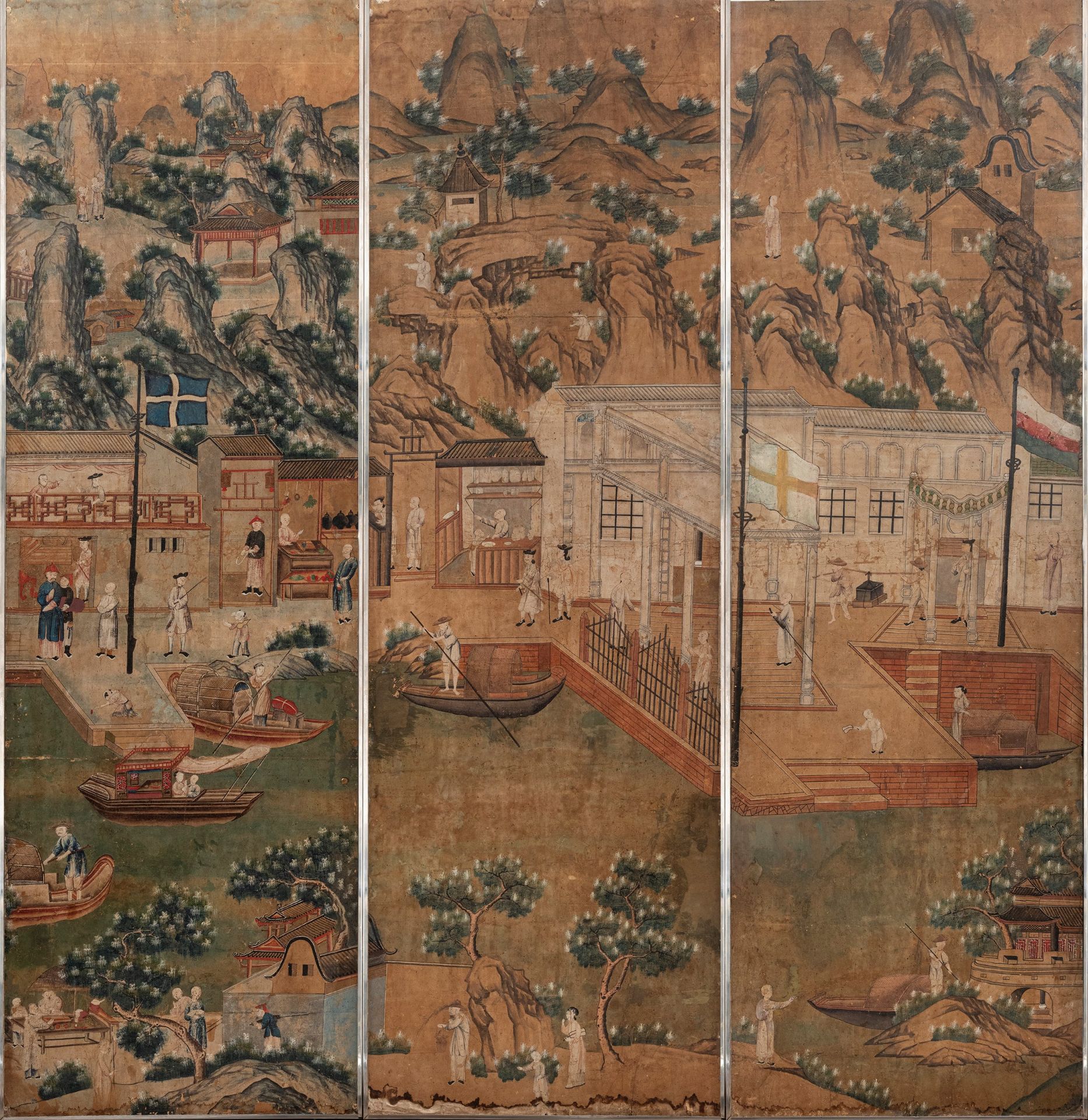 SEVENTEEN LARGE PANELS ON PAPER, China, Qing dynasty, 18th century - Bild 6 aus 27