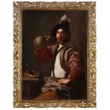 SOLDIER RAISING A FLASK , 17th century