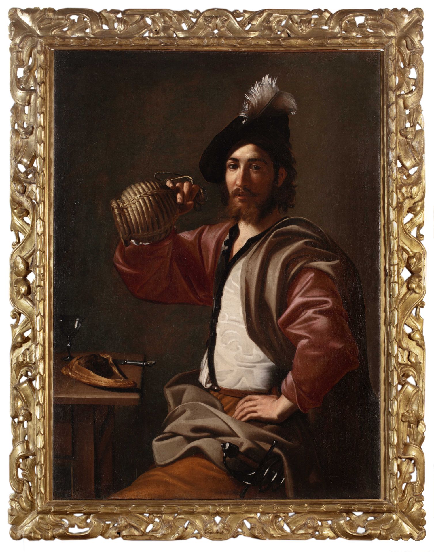 SOLDIER RAISING A FLASK , 17th century