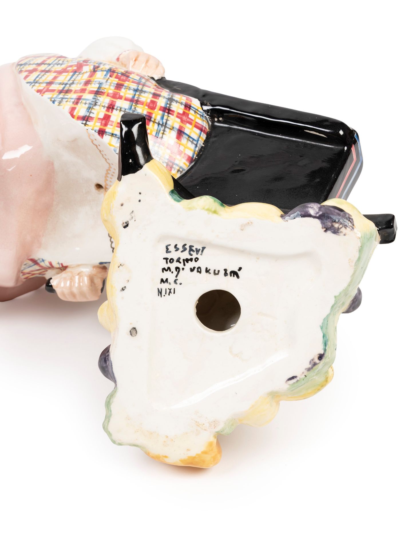 POLYCHROME EARTHENWARE SCULPTURE DEPICTING GIRL WITH FRUIT CART, Turin, 20th century - Bild 3 aus 3