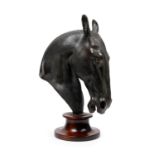 A BRONZE HORSE HEAD MODEL, 20th century