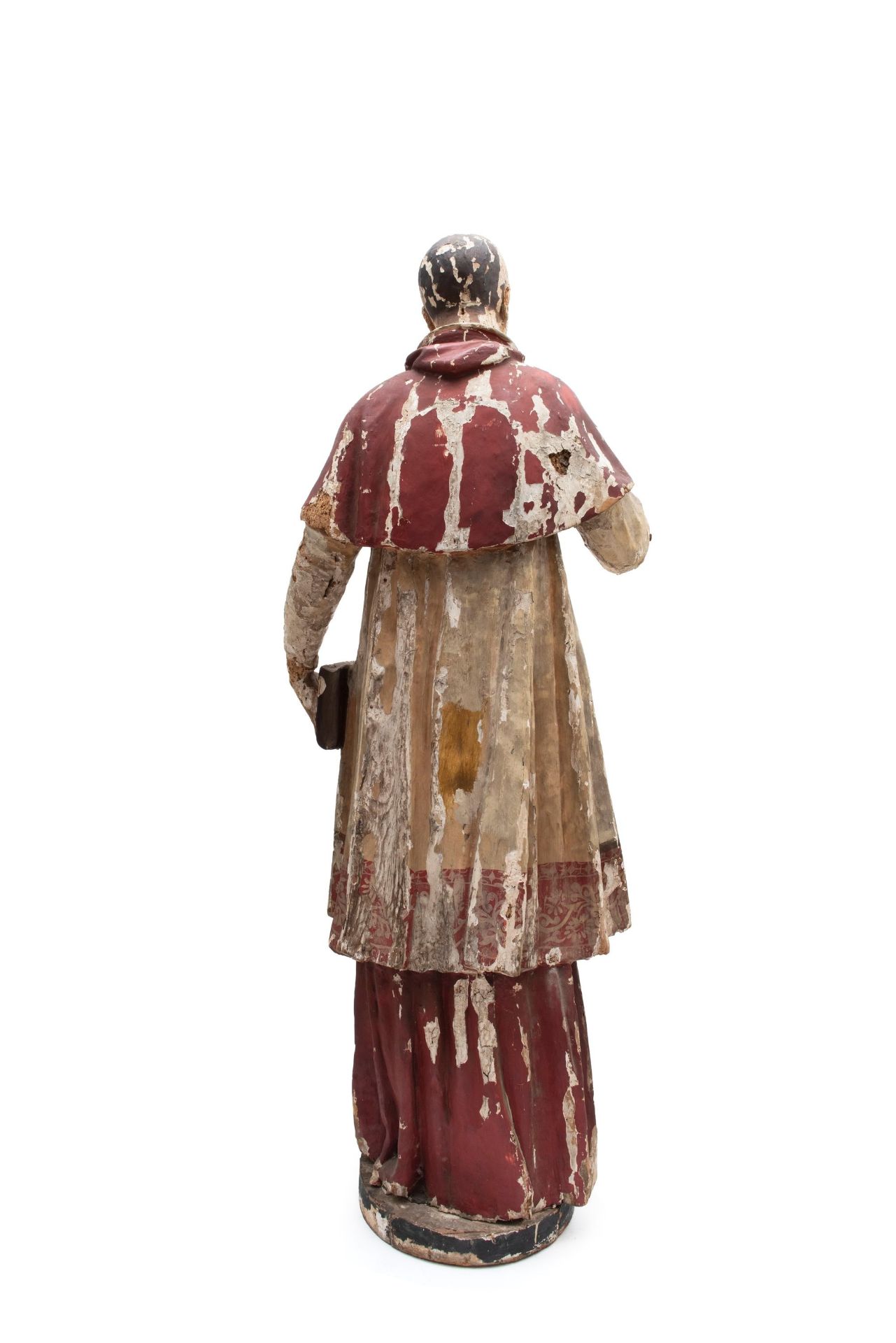 LIFE-SIZE POLYCHROME WOODEN SCULPTURE DEPICTING SAINT CHARLES BORROMEO, 17th century - Bild 2 aus 2