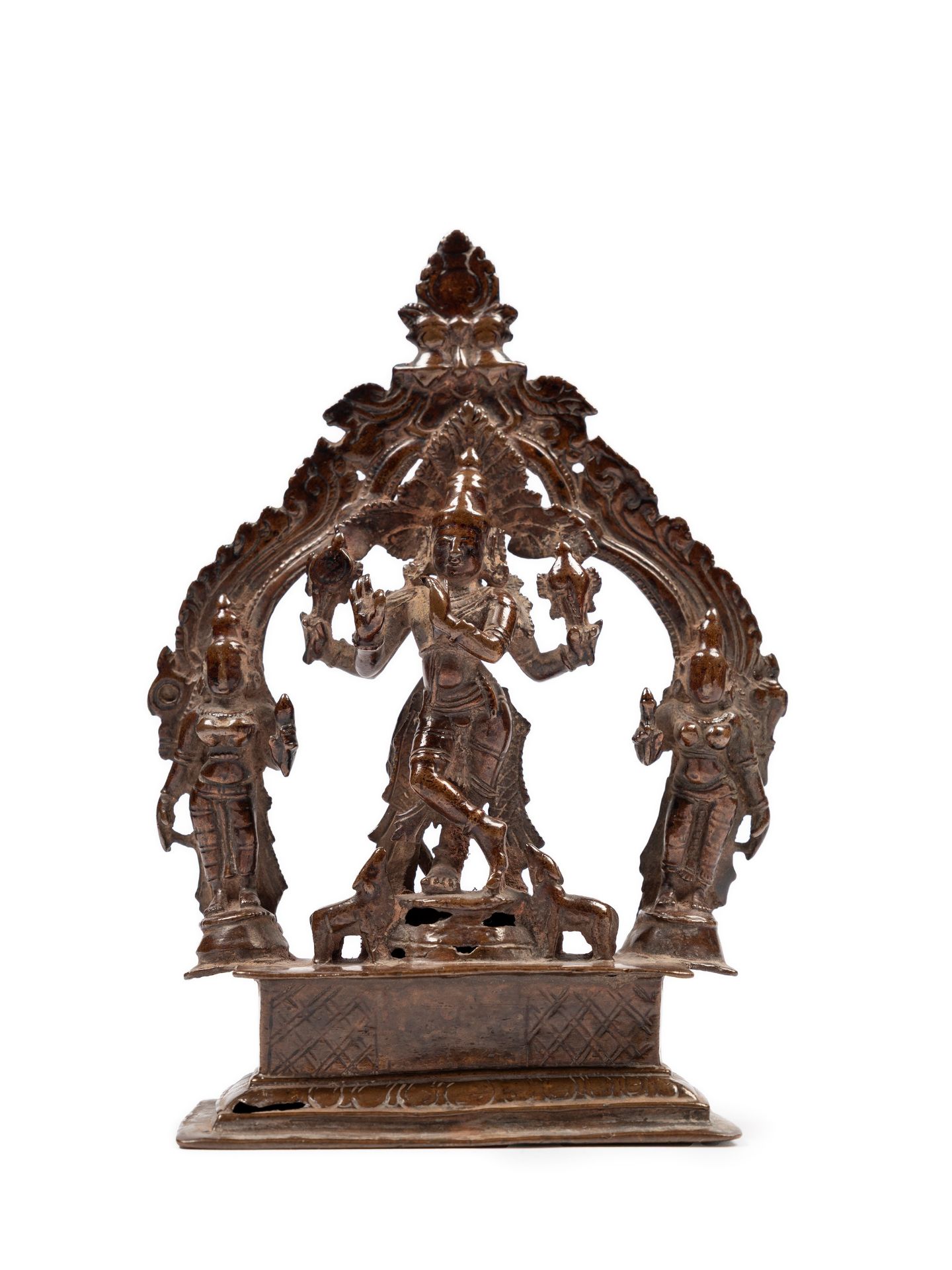BRONZE SCULPTURAL GROUP, South India, 18th century