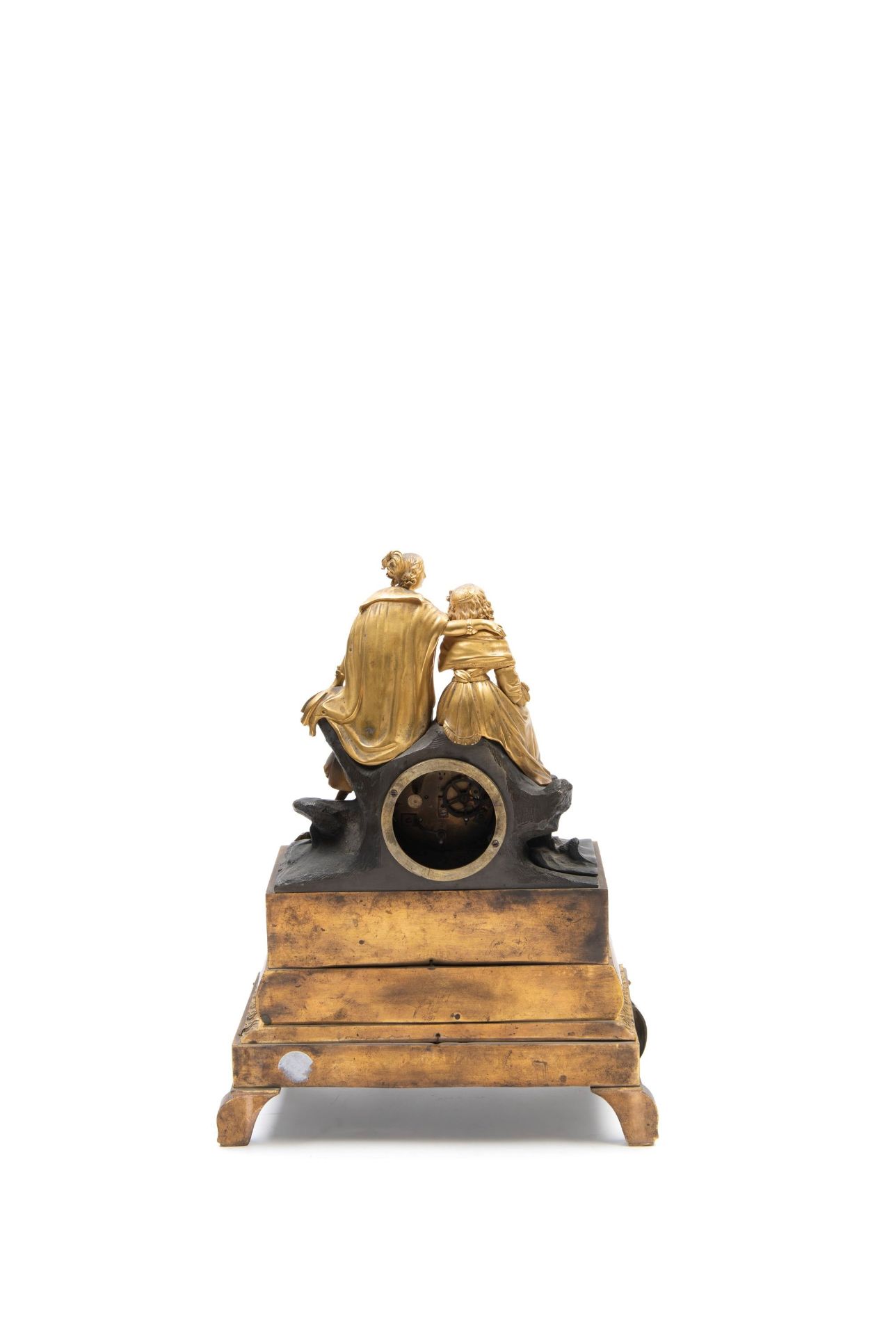 CHARLES X MANTEL CLOCK IN GILT AND DARK-PATINATED BRONZE, France, 19th century - Bild 2 aus 2