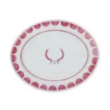 OVAL ARMORIAL FAMILLE-ROSE PORCELAIN DISH, China, Qing dinasty, late 18th century