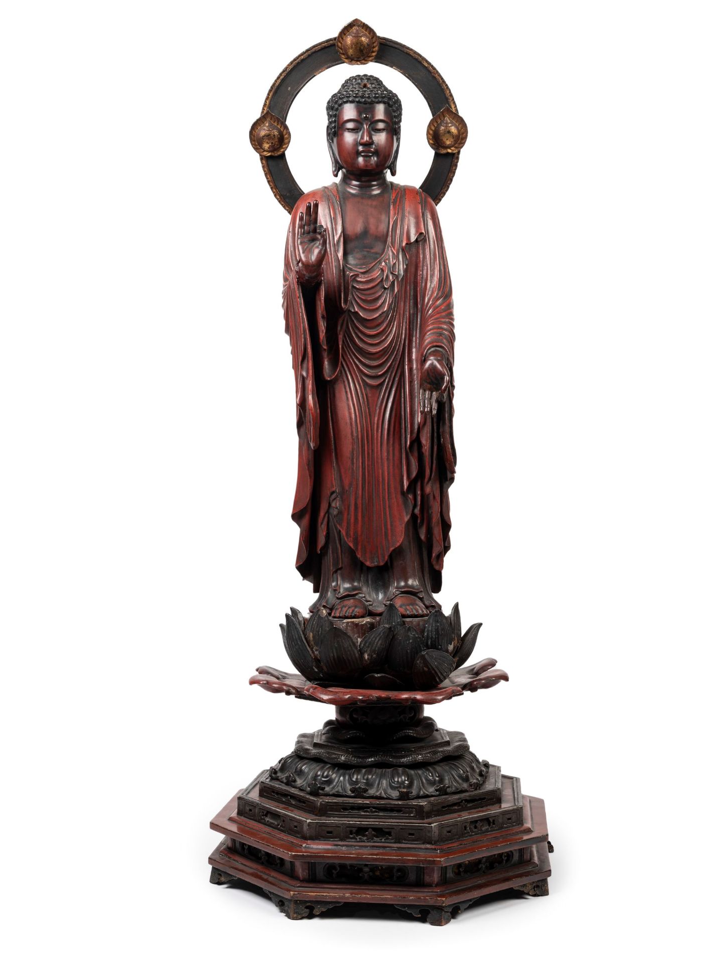 A LARGE RED WOOD BUDDHA, Japan, 20th century