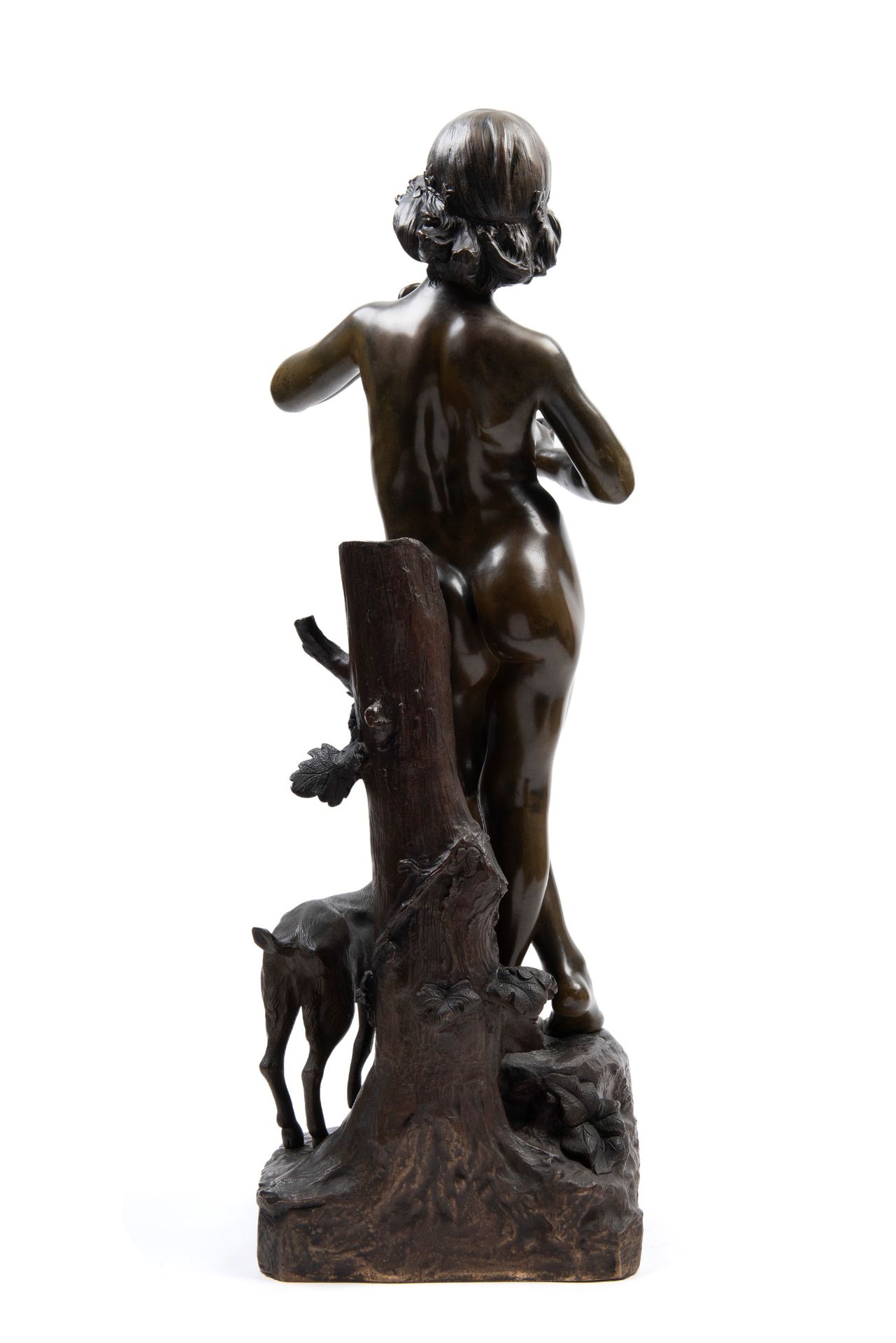 BRONZE SCULPTURE DEPICTING A YOUNG SHEPHERD WITH THE GOAT â€œIDYLLEâ€, France, 19th century - Bild 3 aus 3