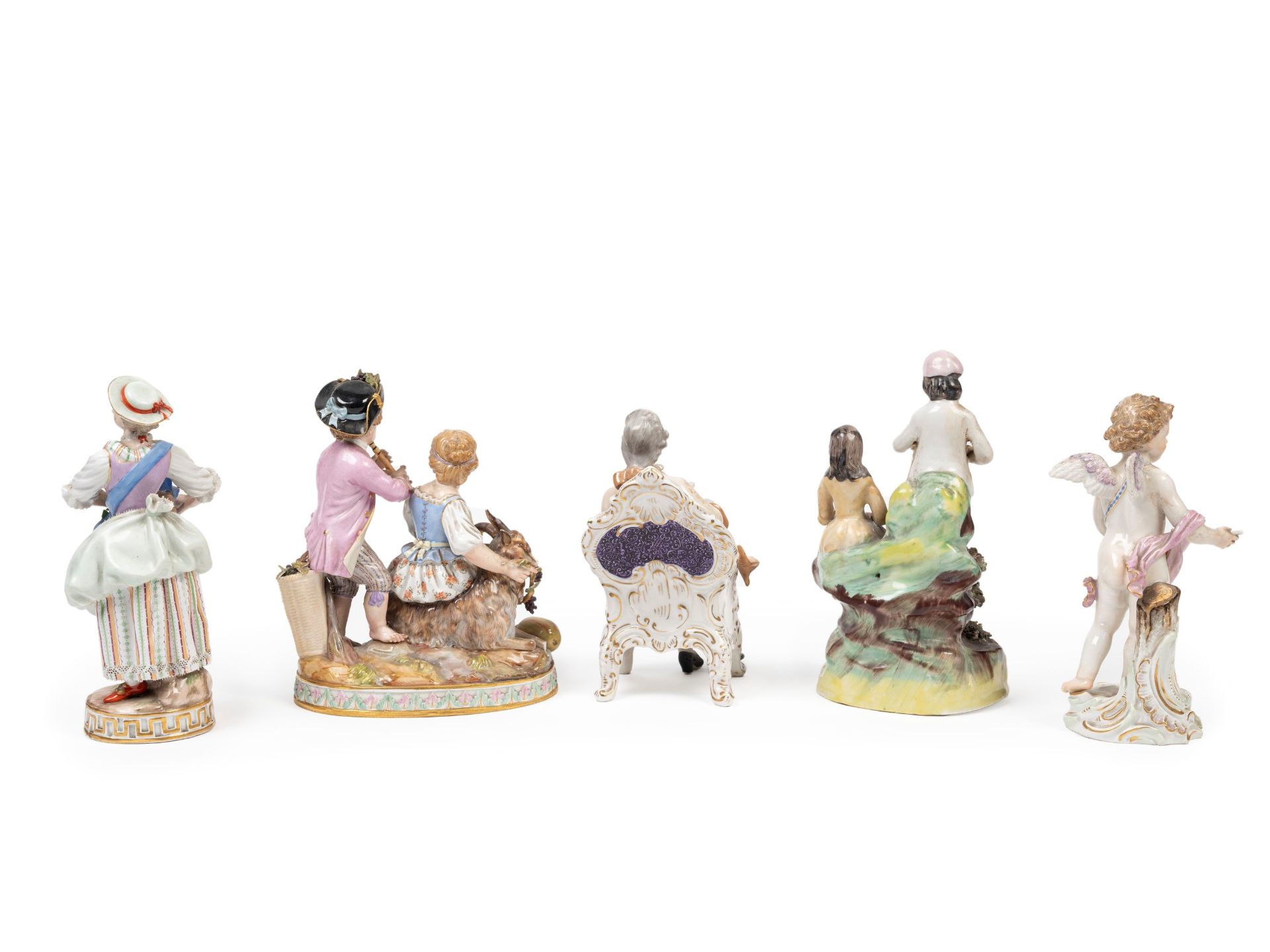 FIVE POLYCHROME PORCELAIN SCULPTURES, 19th century - Bild 2 aus 3