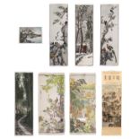 EIGHT SILK EMBROIDERIES, China, 20th century