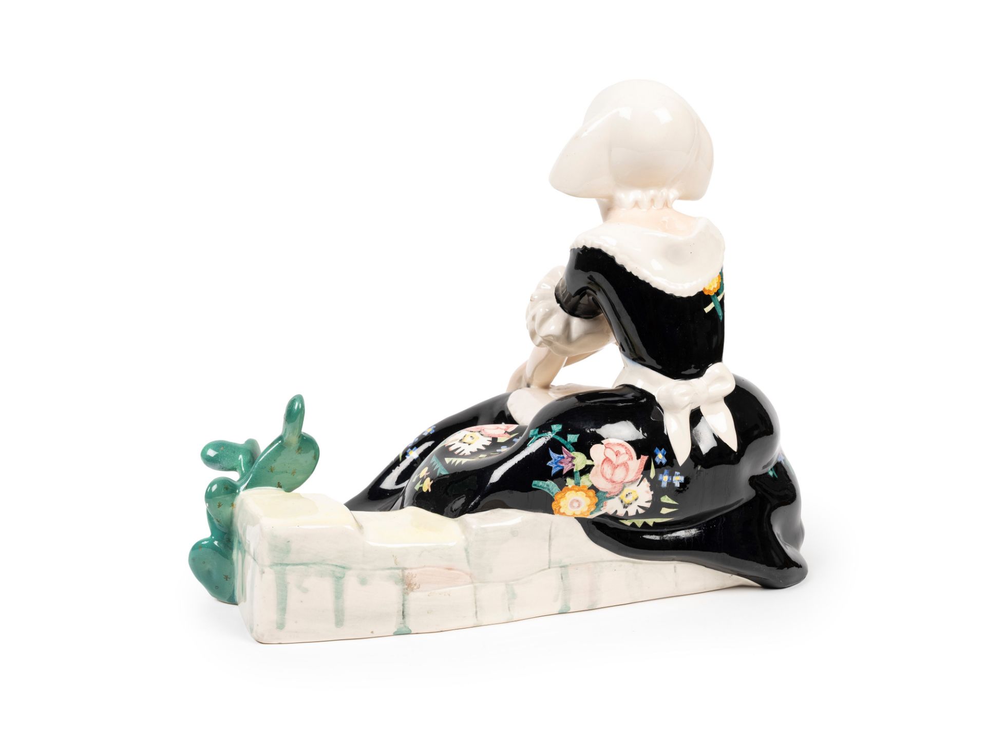 POLYCHROME EARTHENWARE SCULPTURE DEPICTING NOSTALGIA, Turin, 20th century - Bild 2 aus 3