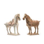 A PAIR OF CHINESE TERRACOTTA HORSES IN TANG STYLE,